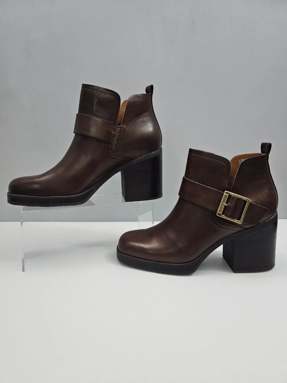 Korks Kork Ease Kari Ankle Bootie Womens 9.5 Dark Brown Leather Platform Heel